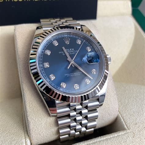 rolex datejust blue diamond dial price|blue face Rolex date just.